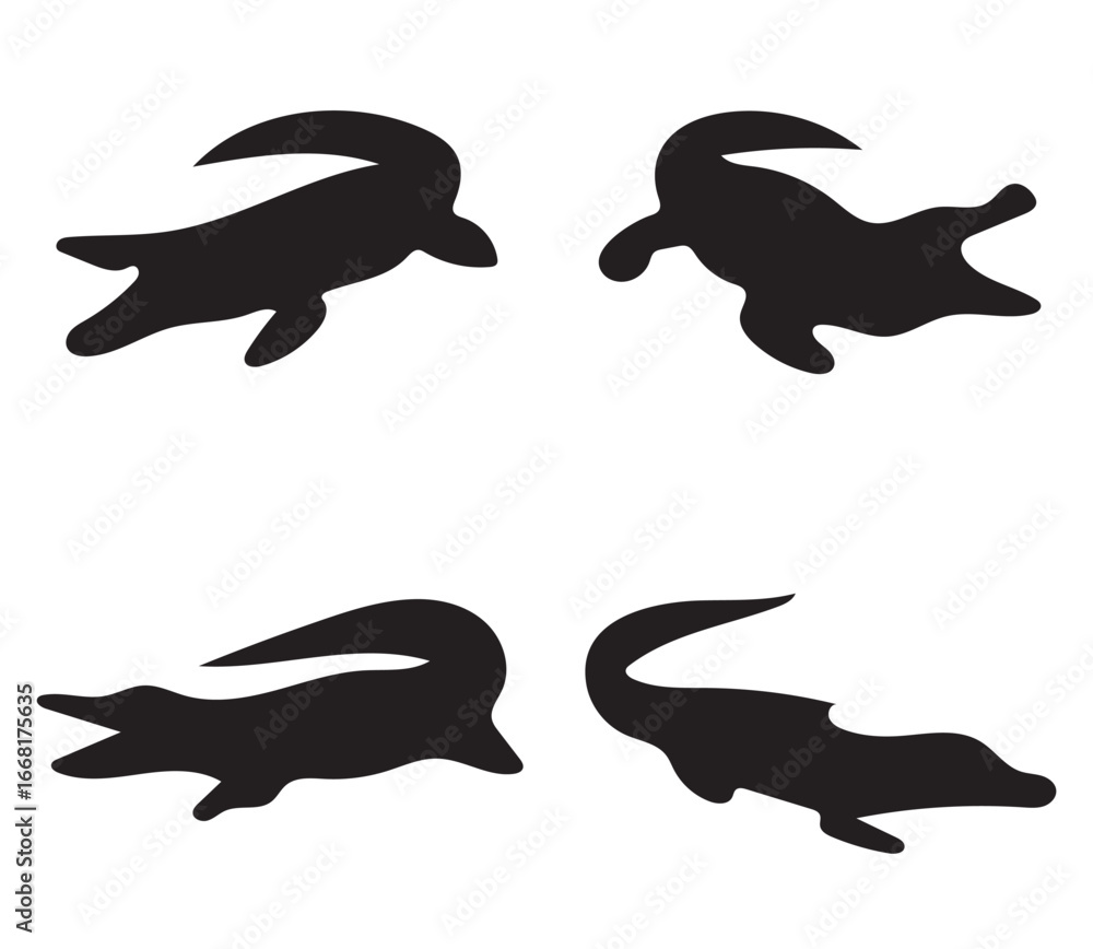 Fototapeta premium set of silhouettes of American Alligator