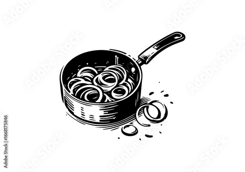 Saucepan hand drawn vector illustration