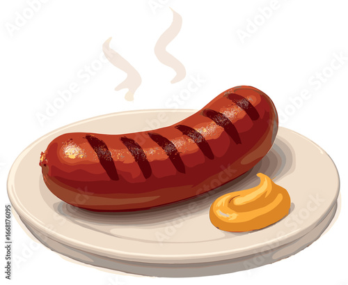 Grilled sausage vector illustration for barbecue and cookout concepts