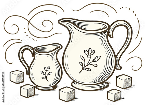 Elegant milk and sugar vector for kitchen decor and artistic serving ideas