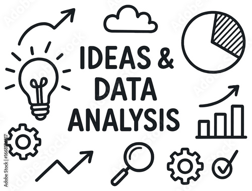 Innovative ideas & data analysis vector: creative concepts symbols for insightful decision making