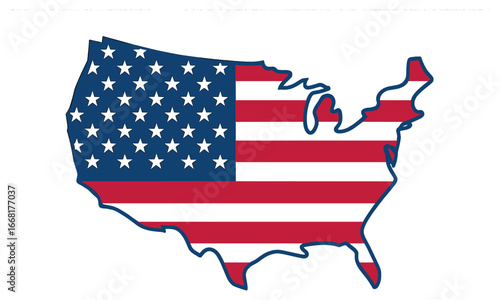 Usa flag map vector | stylized american flag design for independence day or patriotic events