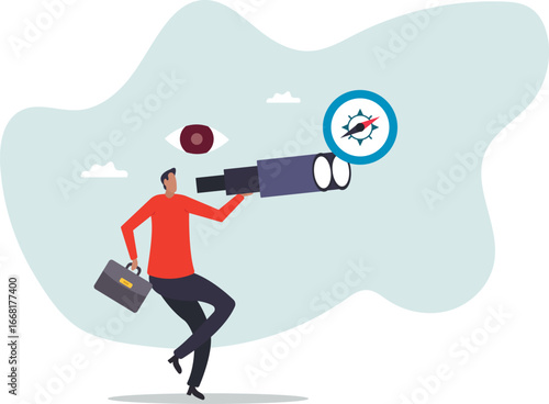 Business compass guidance direction or opportunity, make decision for business direction, finding investment opportunity,about a man and his life.