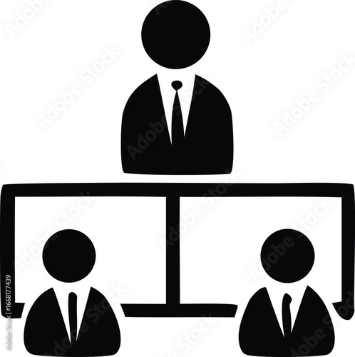 Business hierarchy team structure icon showing leadership and subordinates in a clear organizational chart