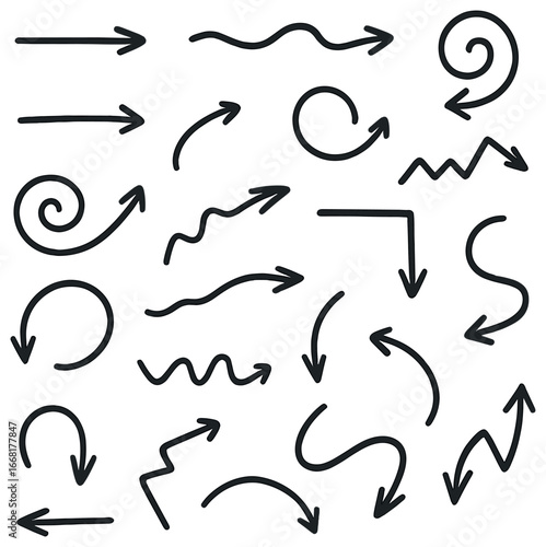 Dynamic arrow vectors: spirals, zigzags, curves, swirls - perfect for design projects
