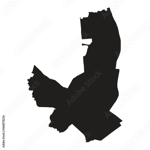 Black silhouette map of Bordeaux