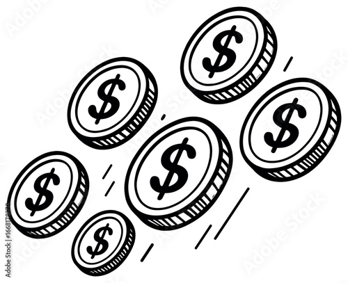 Floating coins: abstract vector of financial growth and wealth concept