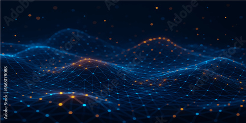 Abstract cosmic background with glowing blue stars and motion light trails in a dark sky