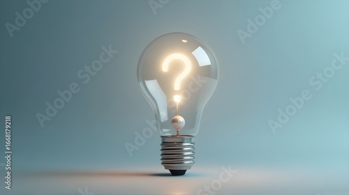 Obraz na płótnie Need a bright idea? Lightbulb with question mark glows, symbolizing innovation and creative problem solving