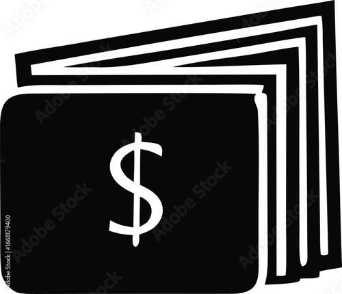 Hand-drawn style stack of money with dollar sign icon represents financial wealth and cash flow savings