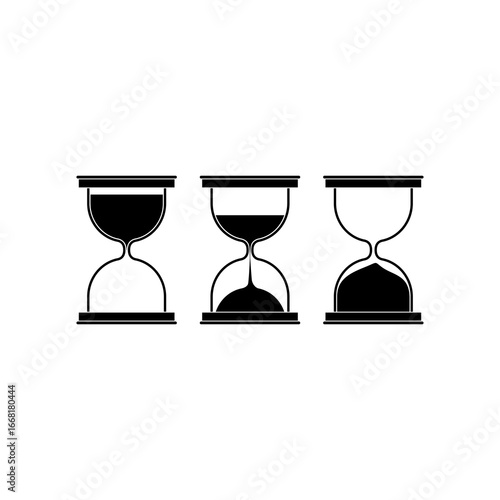 Sand Glass Clock Icons Set isolated on white background