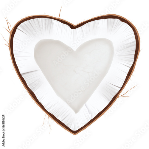 heart-shaped coconut on a transparent background, png, valentine's day