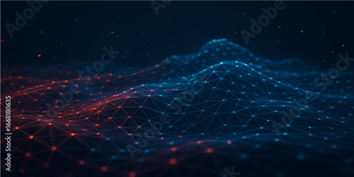 Abstract fractal wave lines create a dynamic blue digital backdrop, a blend of science and virtual reality