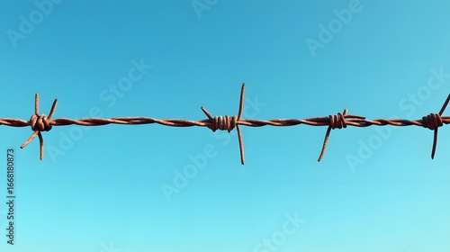 Wallpaper Mural Barbed wire fence against a bright blue sky in an outdoor rural setting during daytime Torontodigital.ca