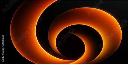 3d render of a glowing red spiral of energy on a black background, like a fiery solar eclipse