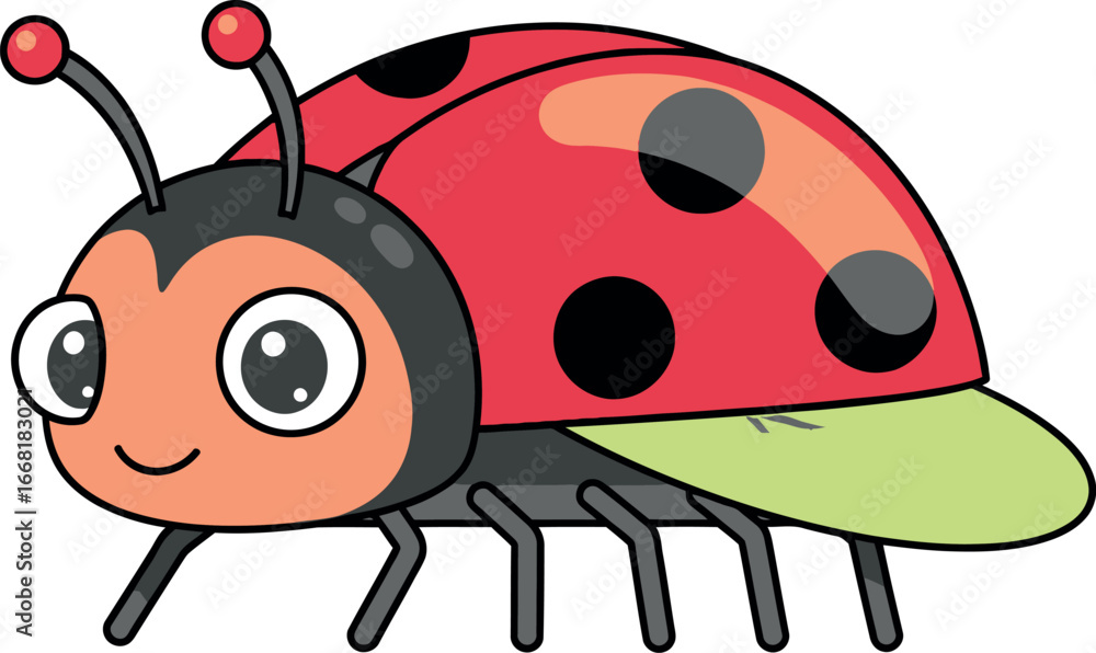 Obraz premium Adorable cartoon ladybug with a cheerful expression, perfect for children's themes