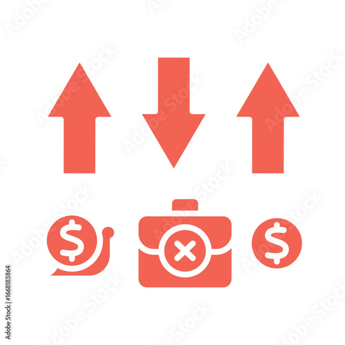 stagflation flat color icon for digital and print projects.