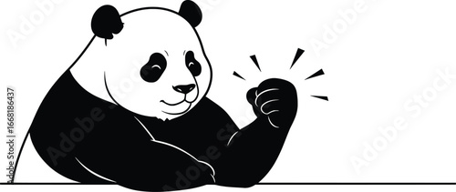 Dynamic Action of a Strong Panda Vector Illustration in a Minimalist Environment for Graphic Design Showcasing Strength and Playfulness