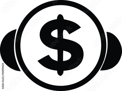 Symbol of financial success a stylized dollar sign within a circle with subtle wing elements representing growth and prosperity