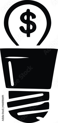 Creative idea for financial success light bulb with dollar sign symbol representing innovation and business growth concepts