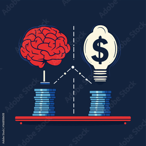 Profit and investment concept. Brains plus good idea equally money profit