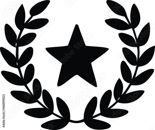 Classic laurel wreath emblem with central star symbolizing achievement victory award honor excellence and recognition