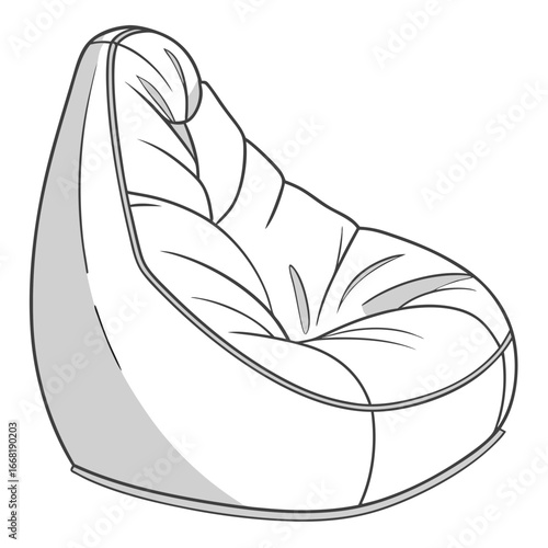 Illustration of a comfortable beanbag chair, perfect for adding a touch of relaxation to any interior design project