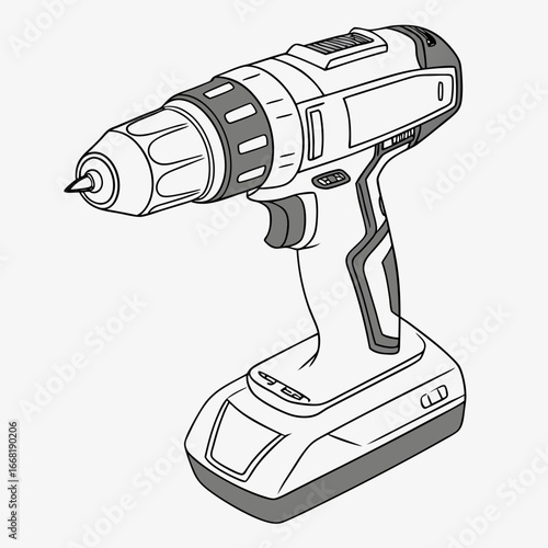 Illustration of a cordless drill, a versatile power tool for various construction and repair tasks