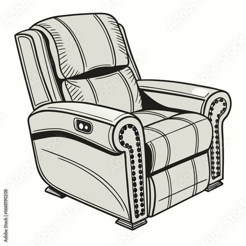 Illustration of a comfortable recliner chair for relaxing in the living room with modern style