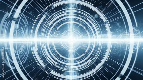 Futuristic concentric circles with glowing lines
