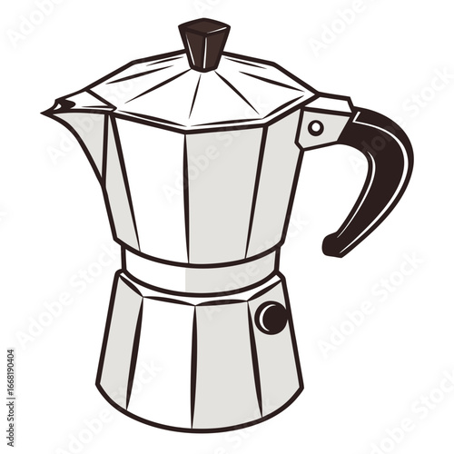 Illustration of a moka pot, an italian stove top coffee maker for brewing espresso