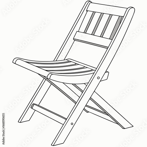 Illustration of a wooden folding chair, perfect for outdoor seating