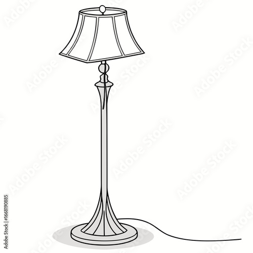 Vector art of elegant floor lamp with a classic design, perfect for adding a touch of style to any room