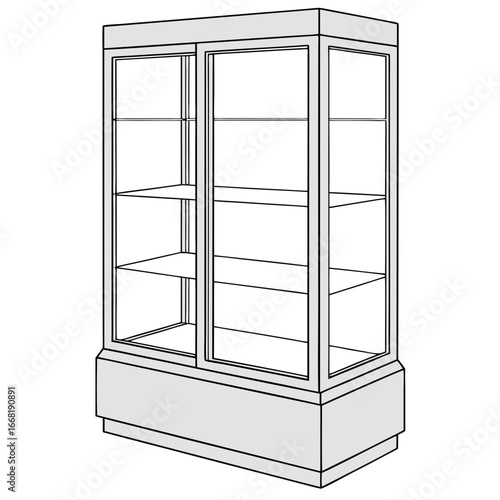 Vector art of display case, a glass cabinet for retail stores and museums to showcase products and exhibits