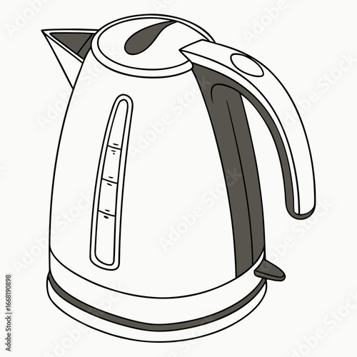 Vector art of electric kettle, a kitchen appliance for boiling water with a modern design and stainless steel finish