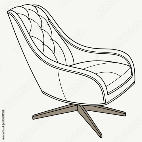 Vector art of swivel chair illustration, a modern furniture piece for home decor and comfortable seating