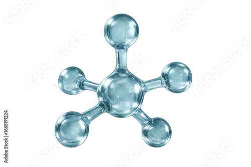 Fototapeta Naklejka Na Ścianę i Meble -  Glass molecule structure rotating on transparent background, perfect for science and technology projects
