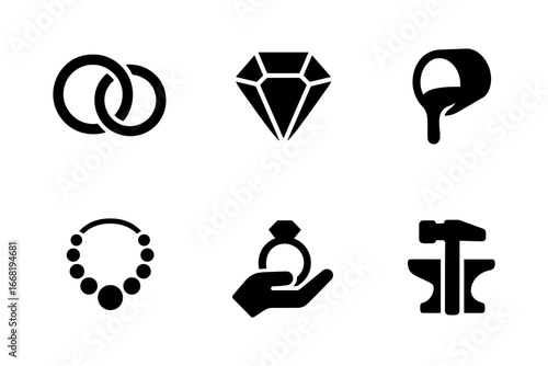 Elegant jewelry icons: minimalist symbols of luxury and craftsmanship