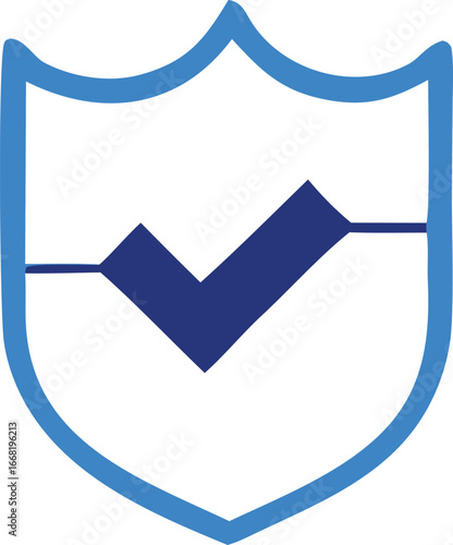 Secure shield with verified checkmark symbol representing safety and approved status in technology and business operations