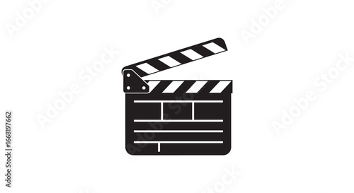 Film clapper board icon for movie production and filmmaking