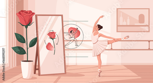Elegance in Motion: A Ballerina's Graceful Dance Reflected in Artistic Inspiration