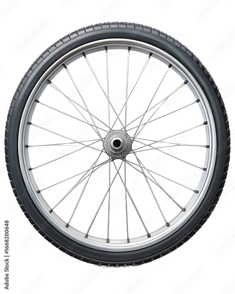 Naklejka premium Bicycle wheel isolated on white background