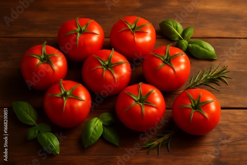 Wallpaper Mural Fresh organic tomatoes on wooden table Torontodigital.ca