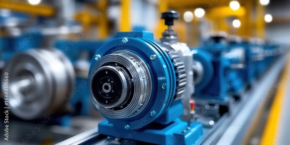Naklejka premium Industrial machinery in a factory setting showcasing advanced manufacturing processes.