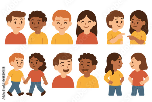 Gestures of Understanding. Flat vector mini-illustrations Shared understanding through gestures in colors
