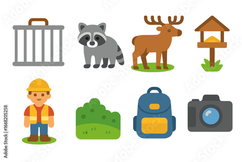 Endangered Mammals Illustrations. Flat vector mini-illustrations endangered mammals return in colors
