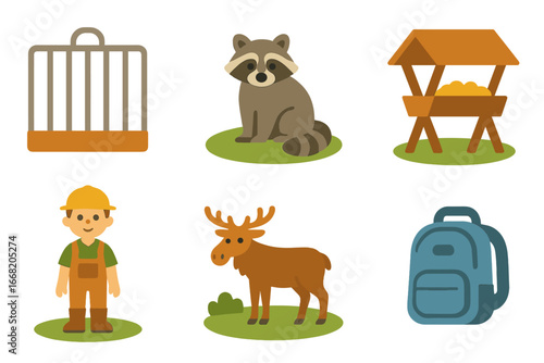 Endangered Mammals Illustrations. Flat vector mini-illustrations endangered mammals return in colors