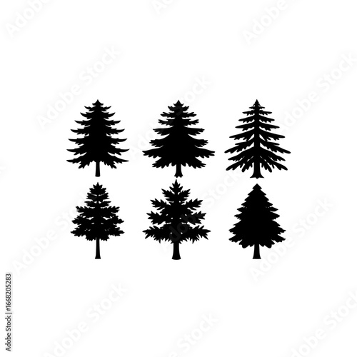 6 different korean pine tree silhouette vector ico