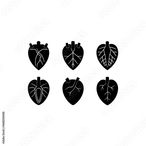 6 different pacemaker silhouette vector icons set