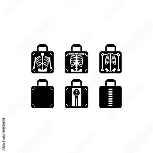 6 different portable x ray silhouette vector icons